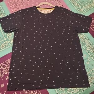 Dark blue with bird print XL men's shirt